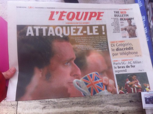 Wiggo on the front of L'Equipe